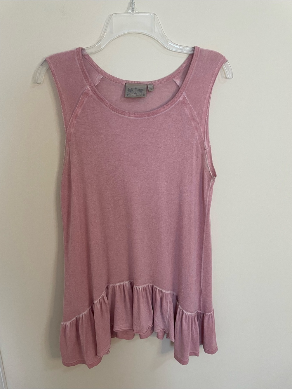 Dantelle Rose-Pink Ruffle Hem Sleeveless Tank Women’s Size S